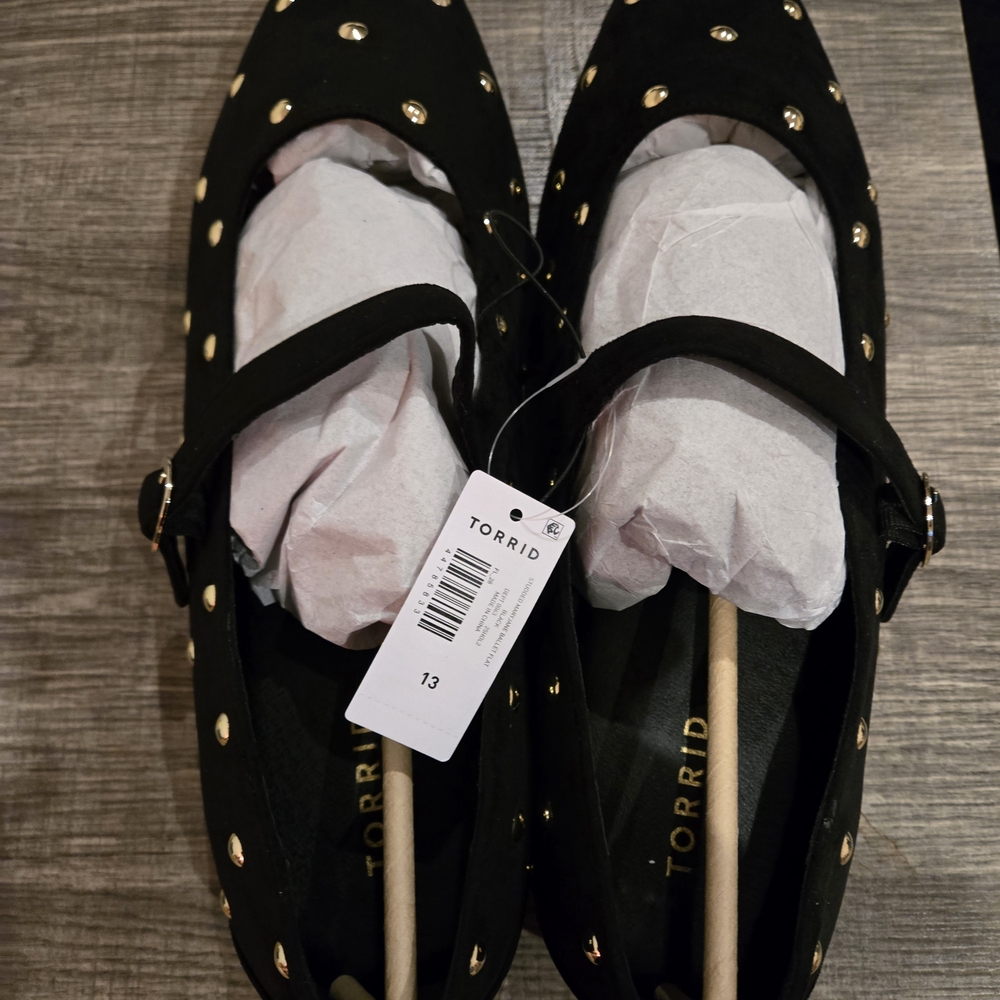 Torrid Black and Gold Studded Flats